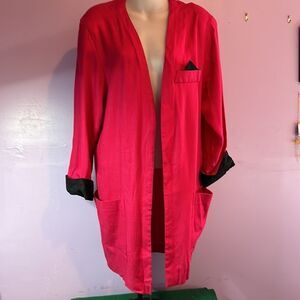 SL Fashions Women's Magenta & Black Long Open Front Blazer Jacket Size 12